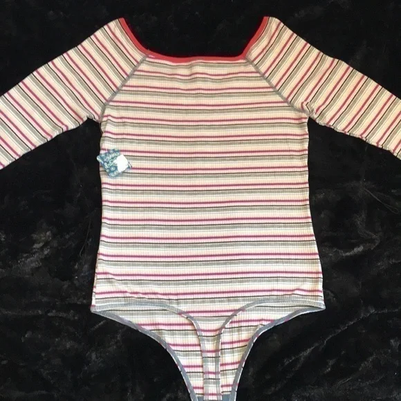 Free People Put a Stripe on It Thong Bodysuit. S, L - Picture 8 of 8